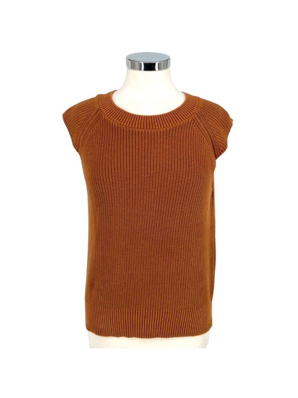 Yfb Coastal Minimalist Beau Sleeveless Knit Sweater Vest Rust Brown Size Small